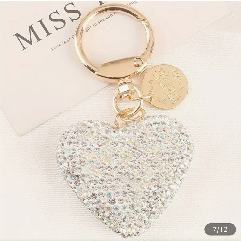 Rhinestone heart keychain / bag charm